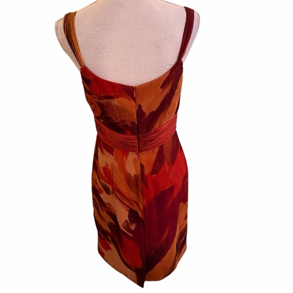 Badgley Mischka Red/Orange Silk Sleeveless Empire Waist Cocktail Dress 8 - Picture 8 of 12